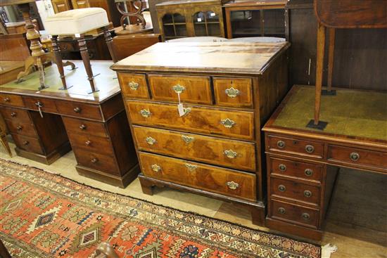 A mid 18th century walnut and pine chest, W.3ft 2in.